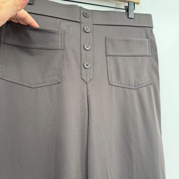 Halara Pants Women XL Tall Gray High Rise Wide Leg Stretch Pull On Comfy Buttons - Picture 2 of 13